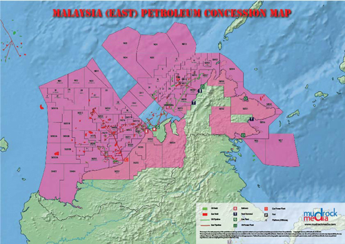 Malaysia Eastern Oil And Gas Map A Size